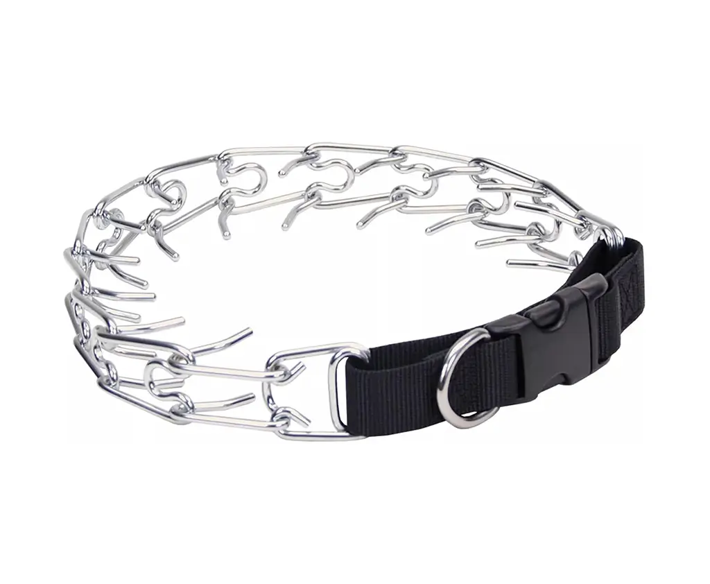 Coastal Pet Titan Easy-On Dog Prong Training Collar with Buckle - Durable Metal Training Collar for Dogs with Side Release Buckle - Black, 3.3 mm x 20".