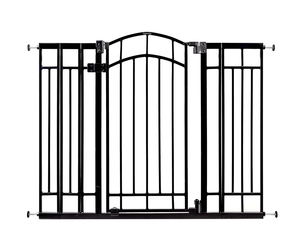 Ingenuity Multi-Use Decorative Extra Tall Walk-Thru Baby Gate, Fits Openings 28.5-48 Inch (Pack of 1), Black Metal, for Doorways and Stairways, 36' Tall Baby and Pet Gate, Black, One Size