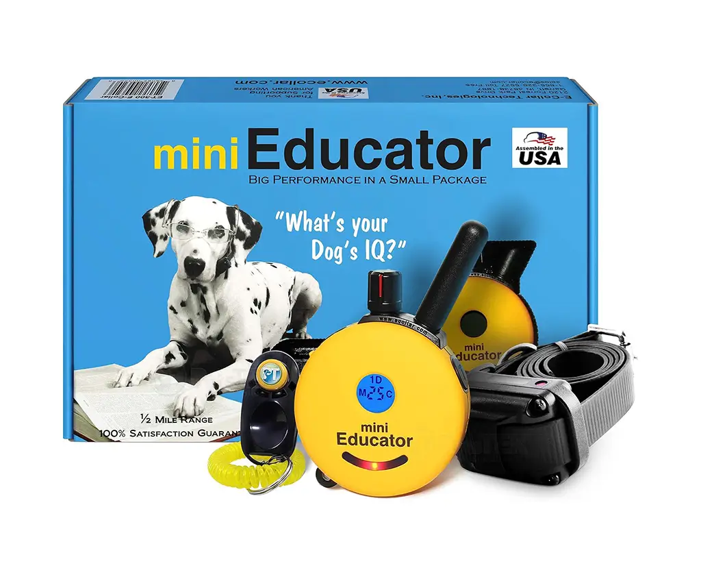 Educator ET-300 Mini E Collar for Dog Training with Remote - 1/2 Mile Range, Waterproof, 100 Blunt Stimulation Levels, Tone or Vibration Mode, Night Light Tracking for Small, Medium & Large Dogs
