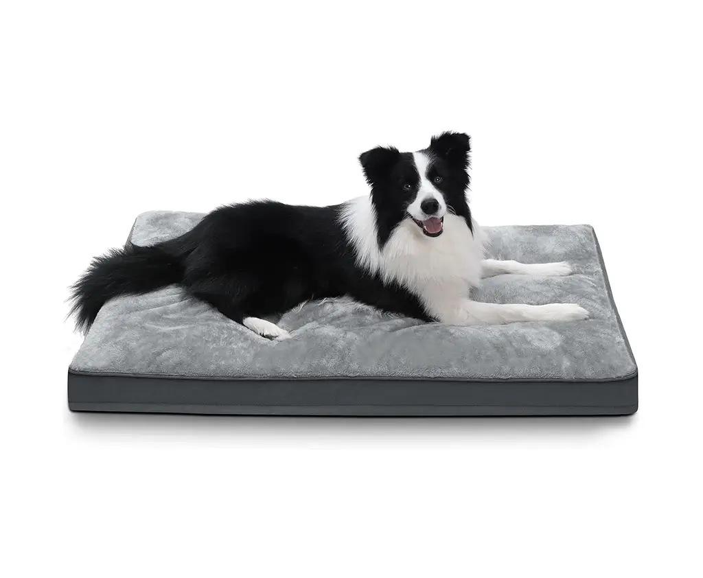 NUPIDA Large Plush Dog Bed for Crate with Washable Cover, 35x22, Grey